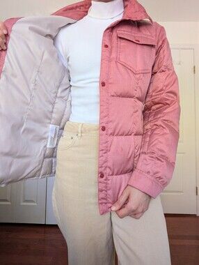 Eddie Bauer Quilted Down Puffer Jacket in Dusty Rose